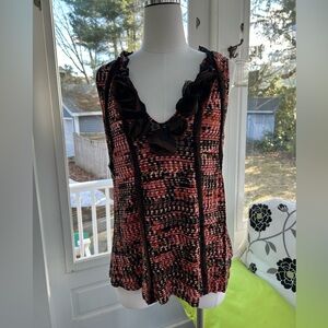NWOT: Anthropologie One September Brown Multi Color and Lace Tank Top